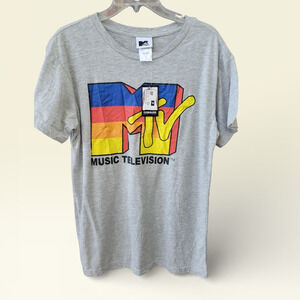 MTV Licensed Gray Graphic Tee Mens Medium Music Television NEW